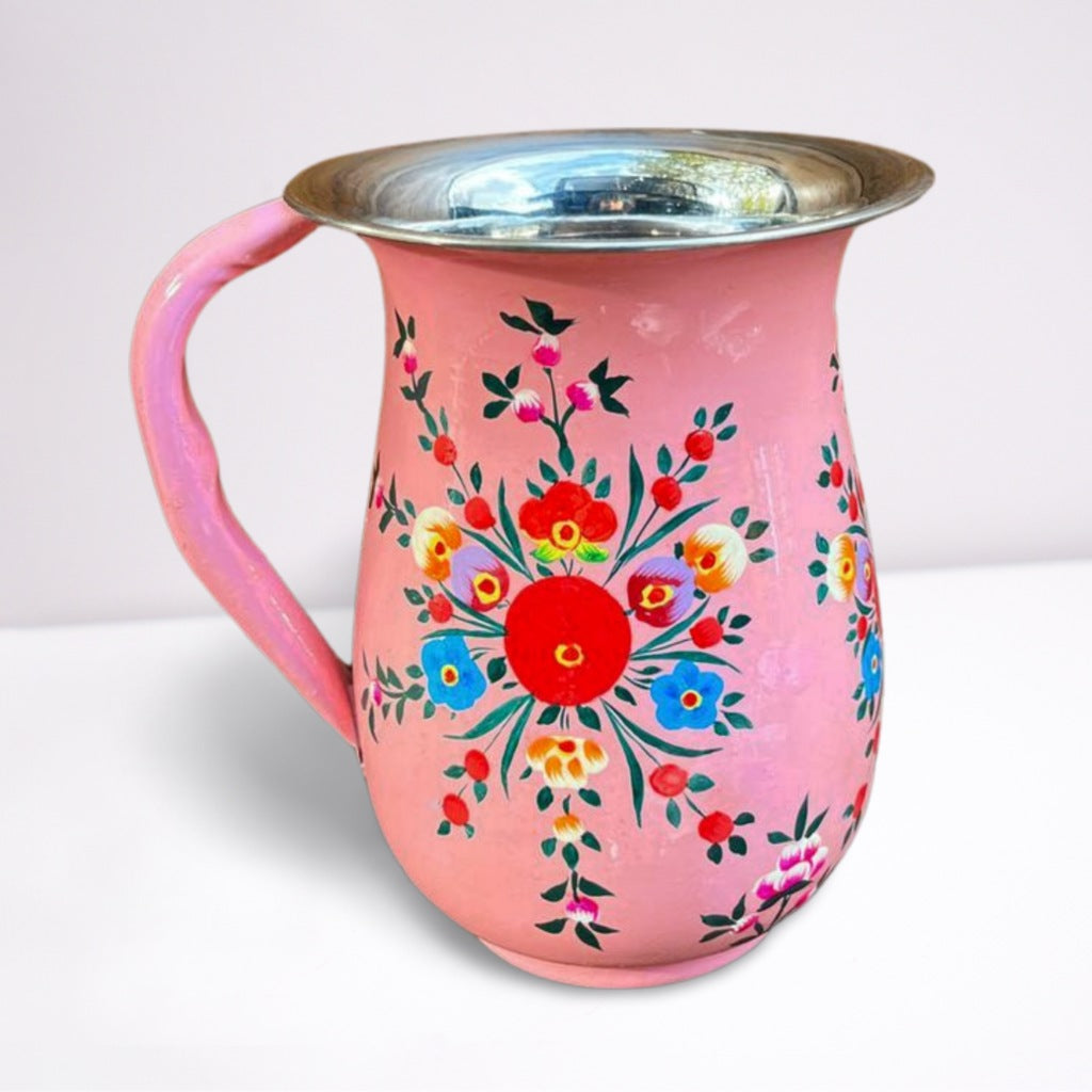 Hand Painted Enamel Jug - Pink