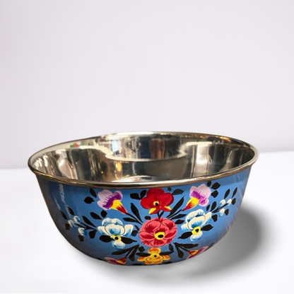 Hand Painted Enamel Food Bowls - Medium