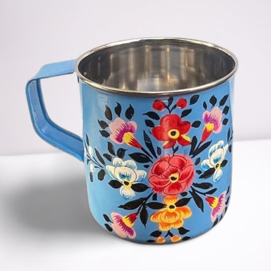 Hand Painted Enamel Mug - Baby Blue