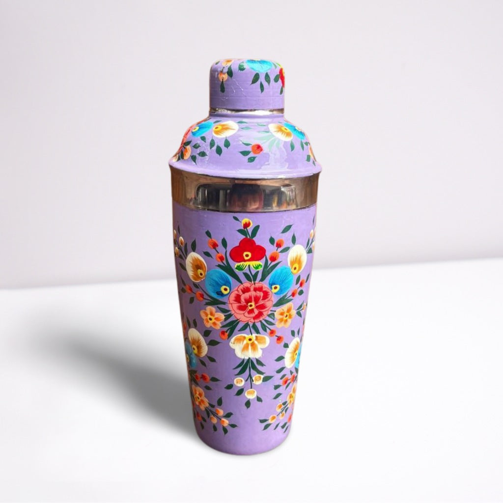 Hand Painted Enamel Cocktail Shaker - Lilac
