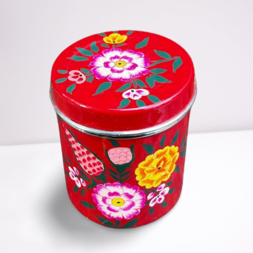 Hand Painted Enamel Tins - Red