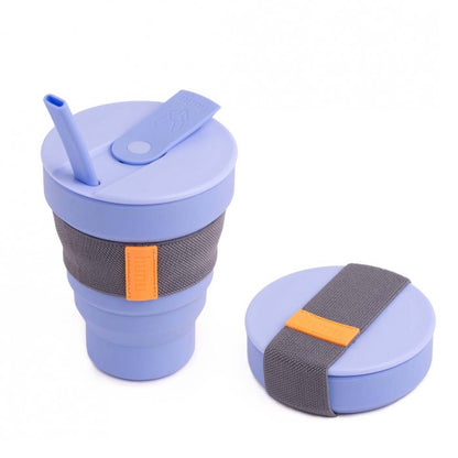 Collapsible Silicone Coffee Cup with Straw 16oz/475ml - Multiple Colours