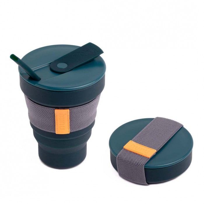 Collapsible Silicone Coffee Cup with Straw 16oz/475ml - Multiple Colours