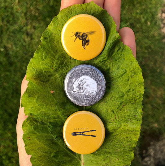 Tally's Art Vegan Badges- set of 3 (Liberate)